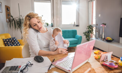 Picture of mother running a business