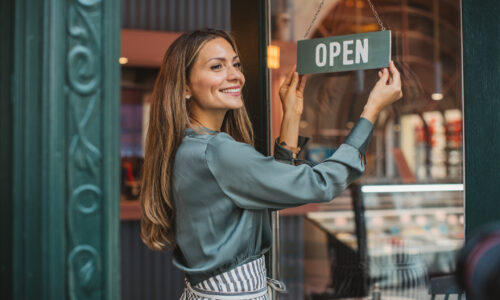 Woman opening her business